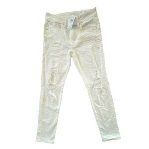 American Eagle AirFlex+ Athletic Skinny Jeans 28x28 White Destroyed Skater NWT